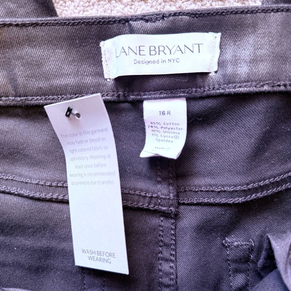 Lane Bryant Coated Black Skinny Flared Jeans Mid Rise Super Stretch NWT - Picture 7 of 8